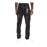 Ksubi Mens Chitch Pink Refrakt Slim Fit Jeans MPS23DJ006-001 Black