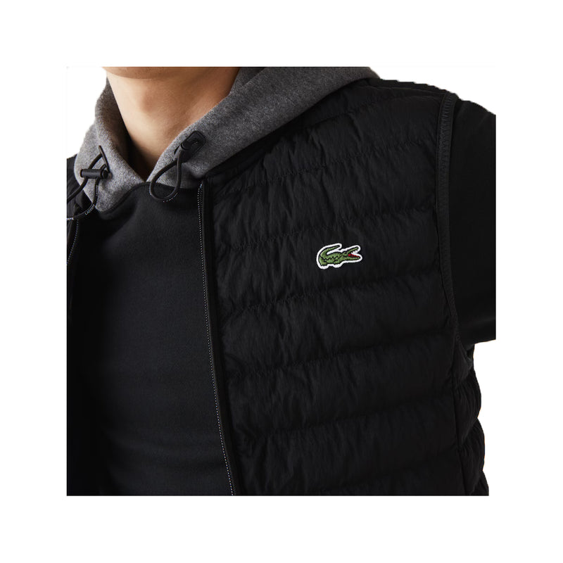 Lacoste Mens Ss Solid Crinkled Taffeta Full Zip With 2 Pockets Bh1931-031 Black
