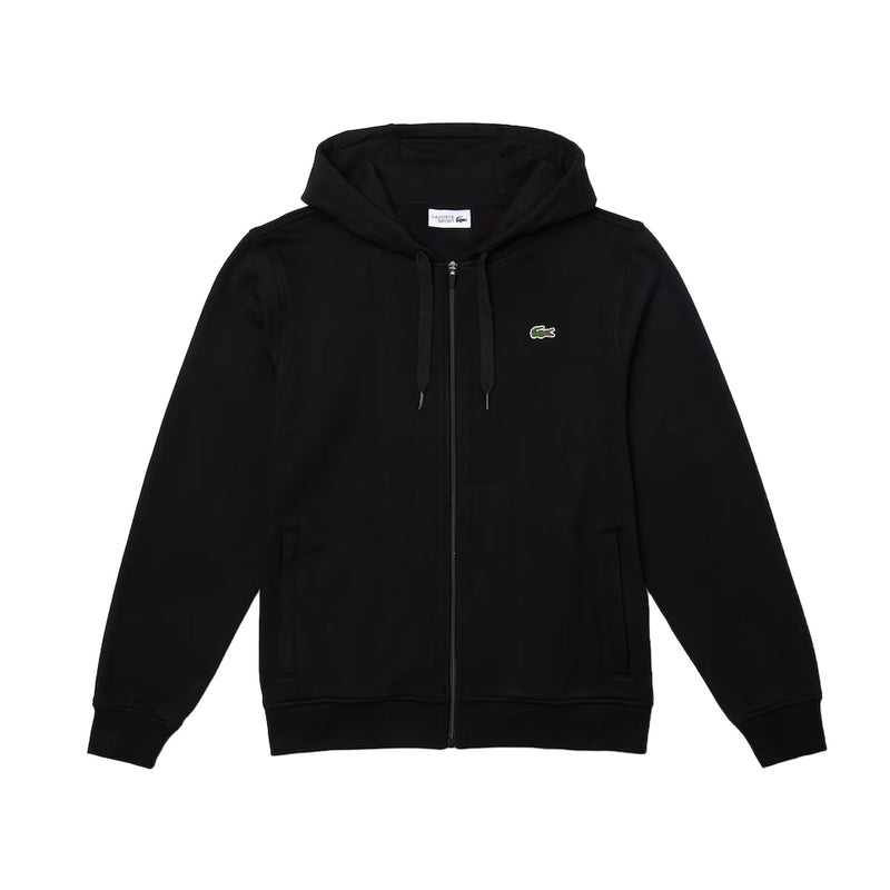 Lacoste Mens Full Zip Hoodie Fleece Sweatshirt SH1551-51-C31 Black/Black