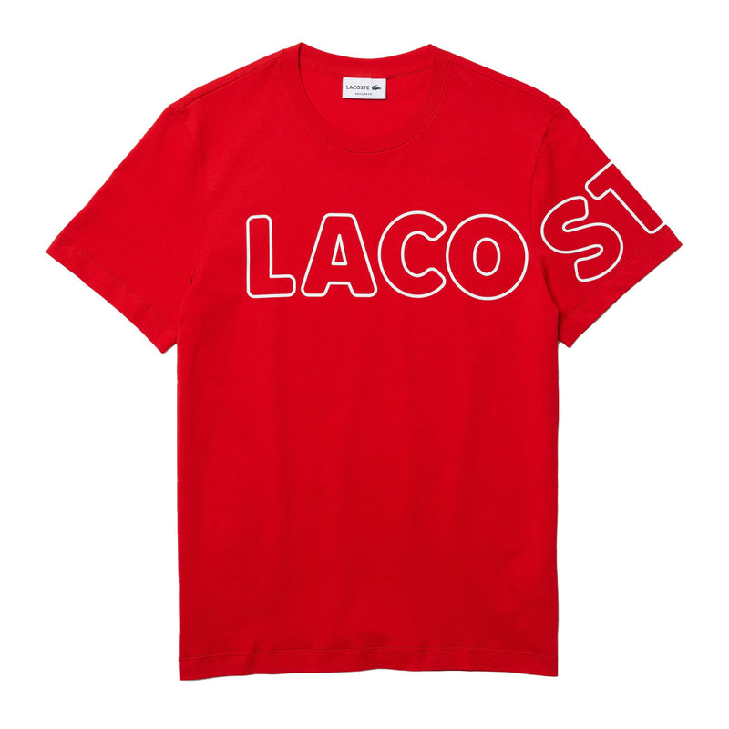 Lacoste Mens Branded Bands Crewneck Shirt TH1741-WTU Fireman