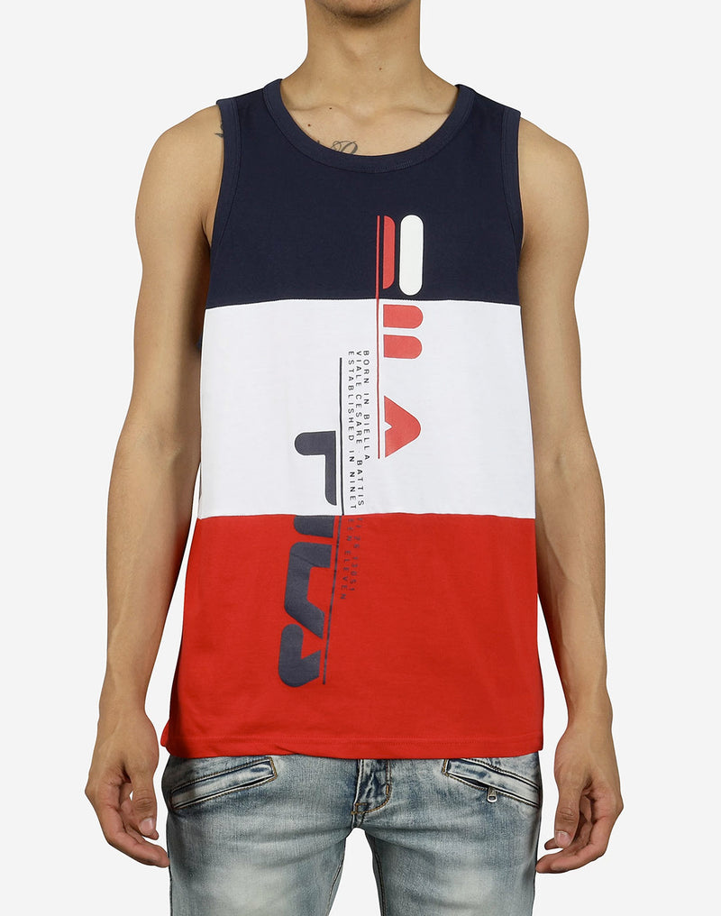 Fila Mens Alf Logo Tank Top T-Shirt Lm911334-410 Nvy/Wht/Red