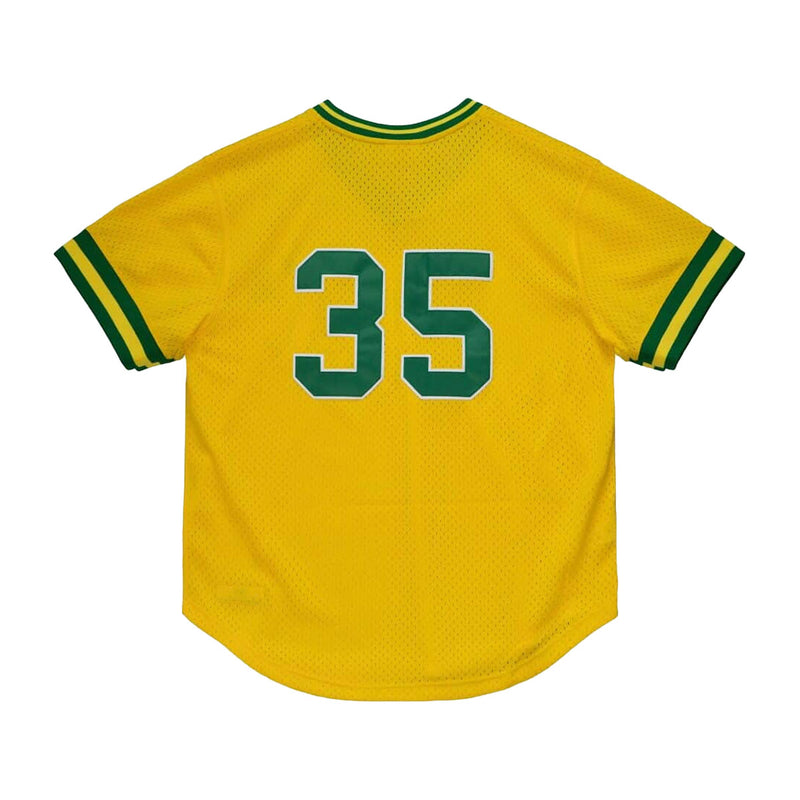 Mitchell & Ness Mens MLB Oakland Athletics Authentic BP Pullover Jersey - Rickey Henderson Jersey ABPJ3008-OAT84RHEYELL Yellow