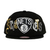 Mitchell & Ness Mens NBA Brooklyn Nets Hype Type Snapback Hat HHSS3180-BNEYYPPPBLCK Black