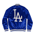 Mitchell & Ness Mens MLB Los Angeles Dodgers Double Clutch Lightweight Satin Jacket OJBF3397-LADYYPPPRYWH Royal/White