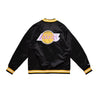 Mitchell & Ness Mens NBA Los Angeles Lakers Double Clutch Lightweight Satin Jacket OJBF3397-LALYYPPPBLCK Black
