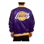 Mitchell & Ness Mens NBA Los Angeles Lakers Double Clutch Lightweight Satin Jacket OJBF3397-LALYYPPPPURP Purple
