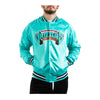 Mitchell & Ness Mens NBA Vancouver Grizzlies Double Clutch Lightweight Satin Jacket OJBF3397-VGRYYPPPGRTL Grey/Teal