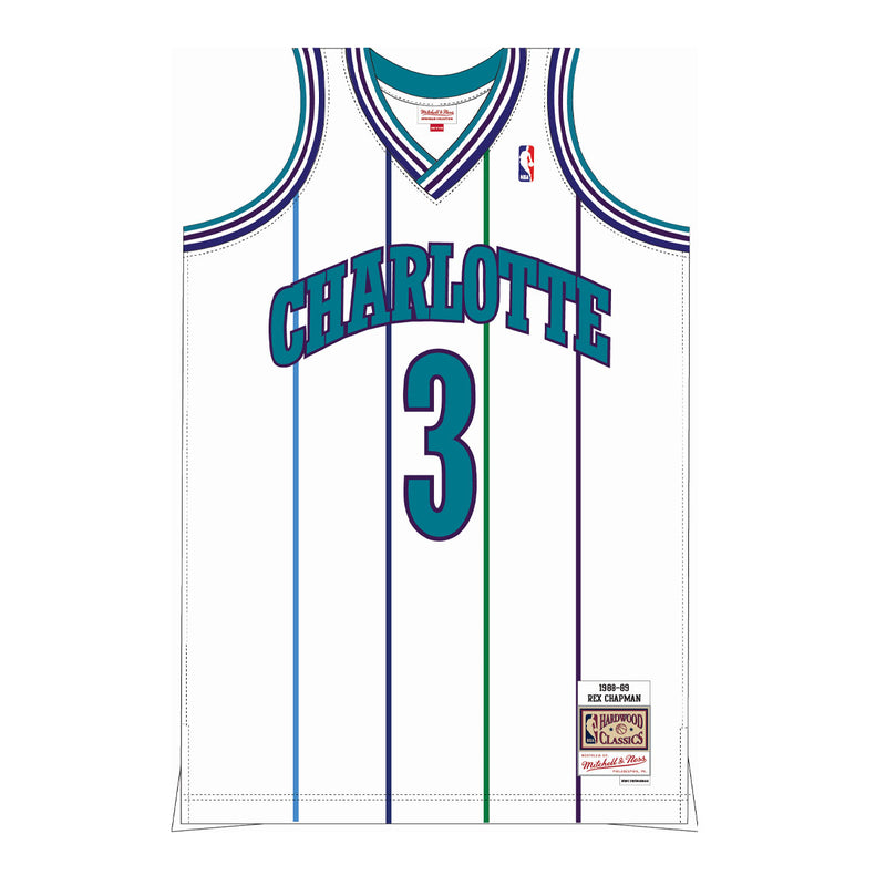 Mitchell & Ness Mens NBA Charlotte Hornets Swingman Jersey - Rex Chapman SMJY3352-CHO88RCHWHIT White