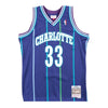 Mitchell & Ness Mens NBA Charlotte Hornets Swingman Jersey - Alonzo Mourning SMJYAC18010-CHOPURP94AMO Purple