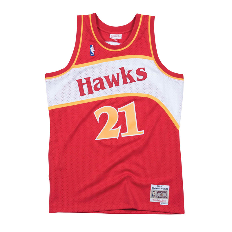 Mitchell & Ness Mens NBA Atlanta Hawks Swingman Jersey - Dominique Wilkins SMJYGS18137-AHASCAR86DWI Scarlet