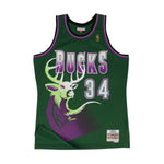 Mitchell & Ness Mens NBA Milwaukee Bucks Swingman Jersey - Ray Allen SMJYGS18181-MBUDKGN96RAL Dark Green
