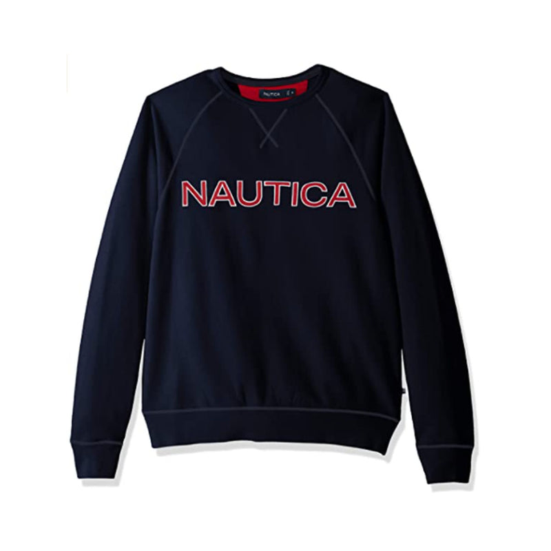 Nautica Men's Long Sleeve Solid French Rib Crew Neck Sweatshirt, Navy XX-Large