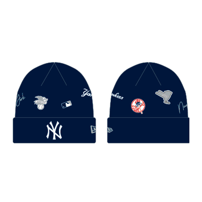 New Era Mens MLB New York Yankees Knit Identity Beanie 60268062 Navy/White