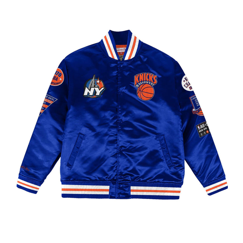 Mitchell & Ness Mens NBA New York Knicks Champ City Satin Jacket OJBF3232-NYKYYPPPROYA Royal