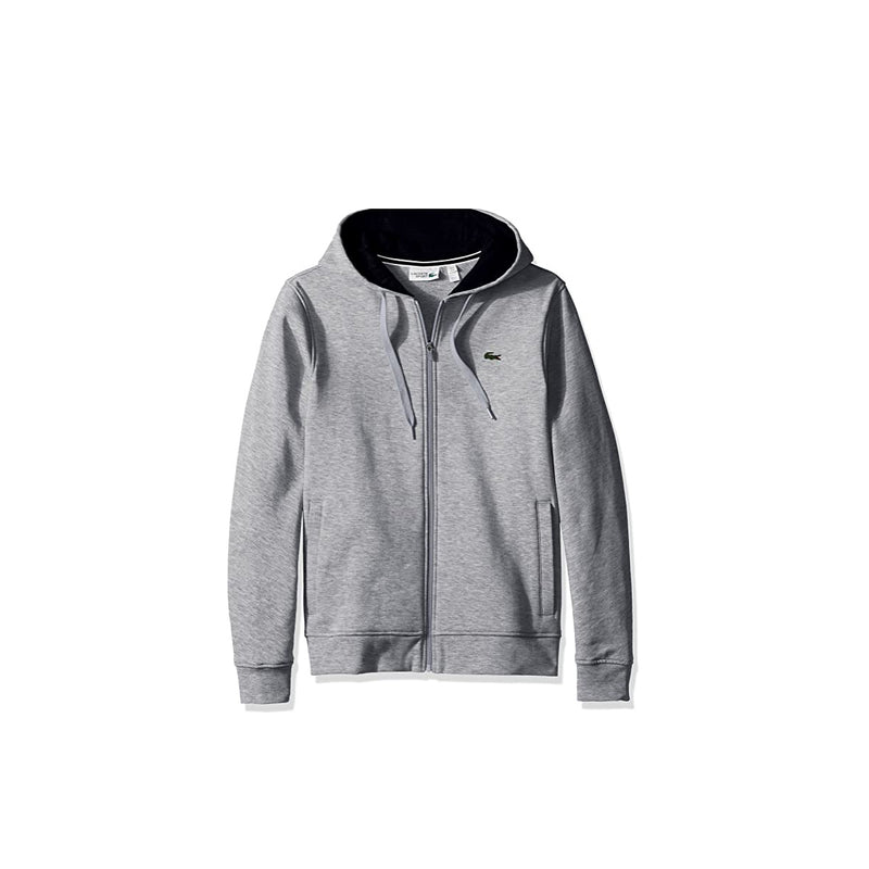Lacoste Mens Fleece Full Zip Hooded Sweatshirt SH7609-51-MNC Grey/Blue