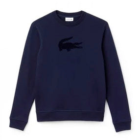 Lacoste Mens Velvet Crock Neck Sweatshirt SH9258-51-166 Navy Blue