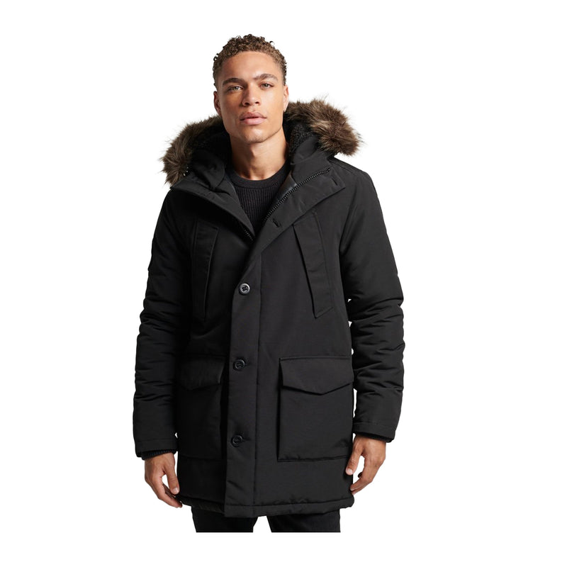 Superdry Mens Faux Fur Hooded Everest Parka Jacket M5011500A-02A Black |  Premium Lounge NY