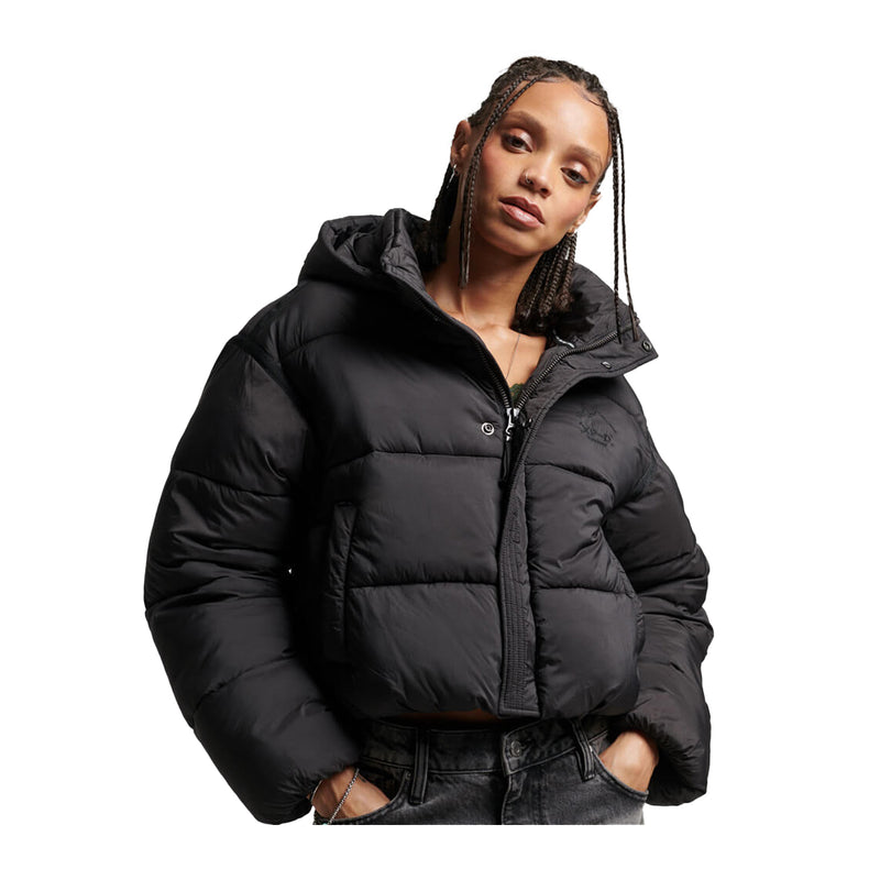 Superdry Womens Cropped Cocoon Puffer Jacket W5011265A-02A Black