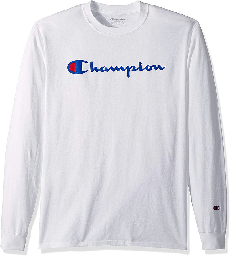 Champion Mens Life Heritage Long Sleeve T-Shirt T3822-WHITE White