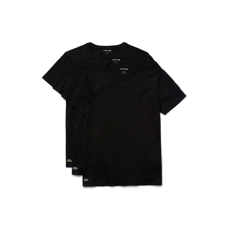 Lacoste Mens 3 Pack V-Neck T-Shirts TH3444-031 Black