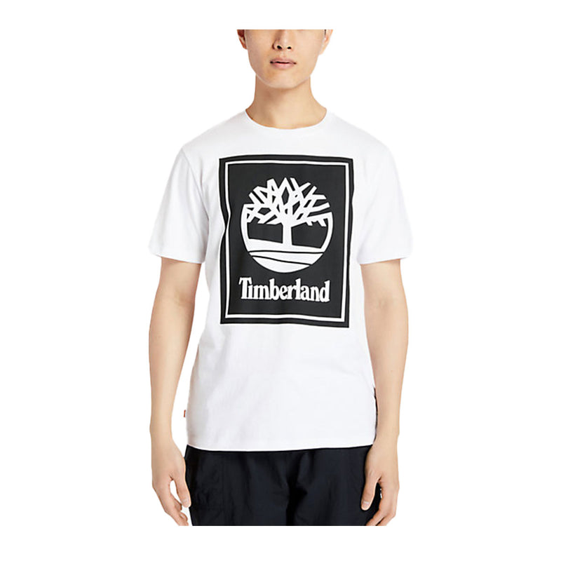 Timberland Mens Ss Stack L Crewneck T-Shirt TB0A2AJ1-P54 White/Black