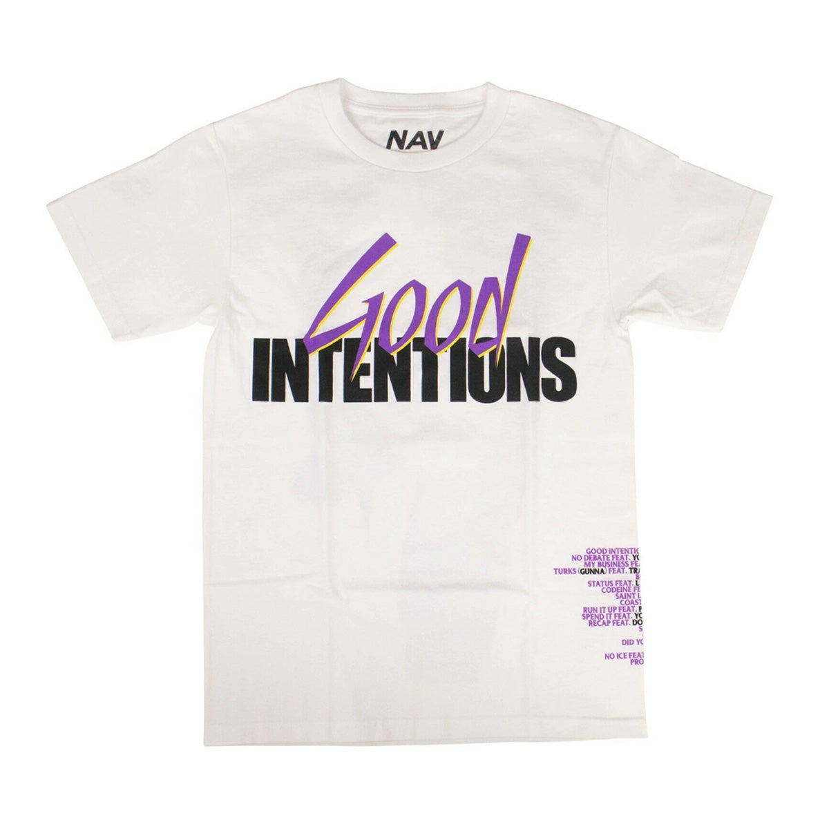 Vlone Mens Nav Good Intensions T-Shirt NAV-GIWHT White | Premium