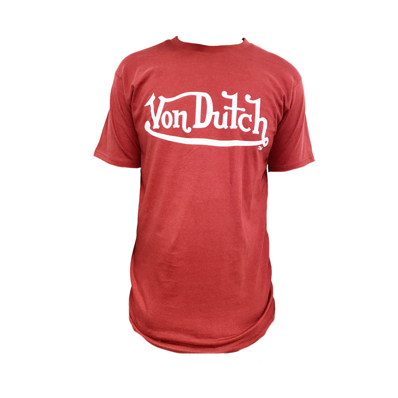 Von Dutch Mens Casual Flame Red Brick Tee T-Shirt SS5203 Red