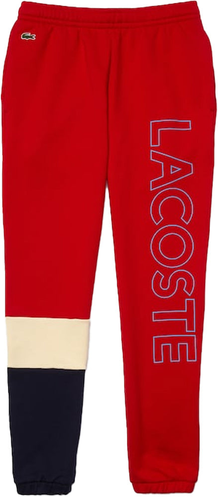 Lacoste Mens Fleece Track Pants XH0706-HC3 Red/Navy Blue